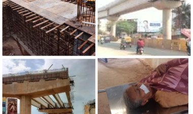 ಹುಬ್ಬಳ್ಳಿಯಲ್ಲಿ  ಫ್ಲೈ ಓವರ್ ಕಾಮಗಾರಿ ಹಿನ್ನೆಲೆಯಲ್ಲಿ ಅಜ್ಜಿ ತಲೆ ಮೇಲೆ ಬಿದ್ದ ರಾಡ್!