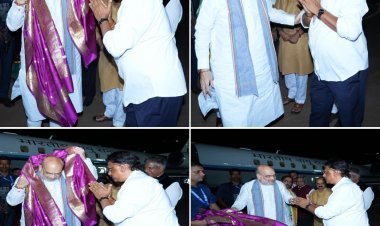 ಕೇಂದ್ರ ಗೃಹ ಸಚಿವ ಅಮಿತ್ ಶಾ ಅವರಿಗೆ  ವಿಮಾನ ನಿಲ್ದಾಣದಲ್ಲಿ MLC ಪ್ರದೀಪ್ ಶೆಟ್ಟರ್ ಅವರಿಂದ ವಿಶೇಷ ಸತ್ಕಾರ